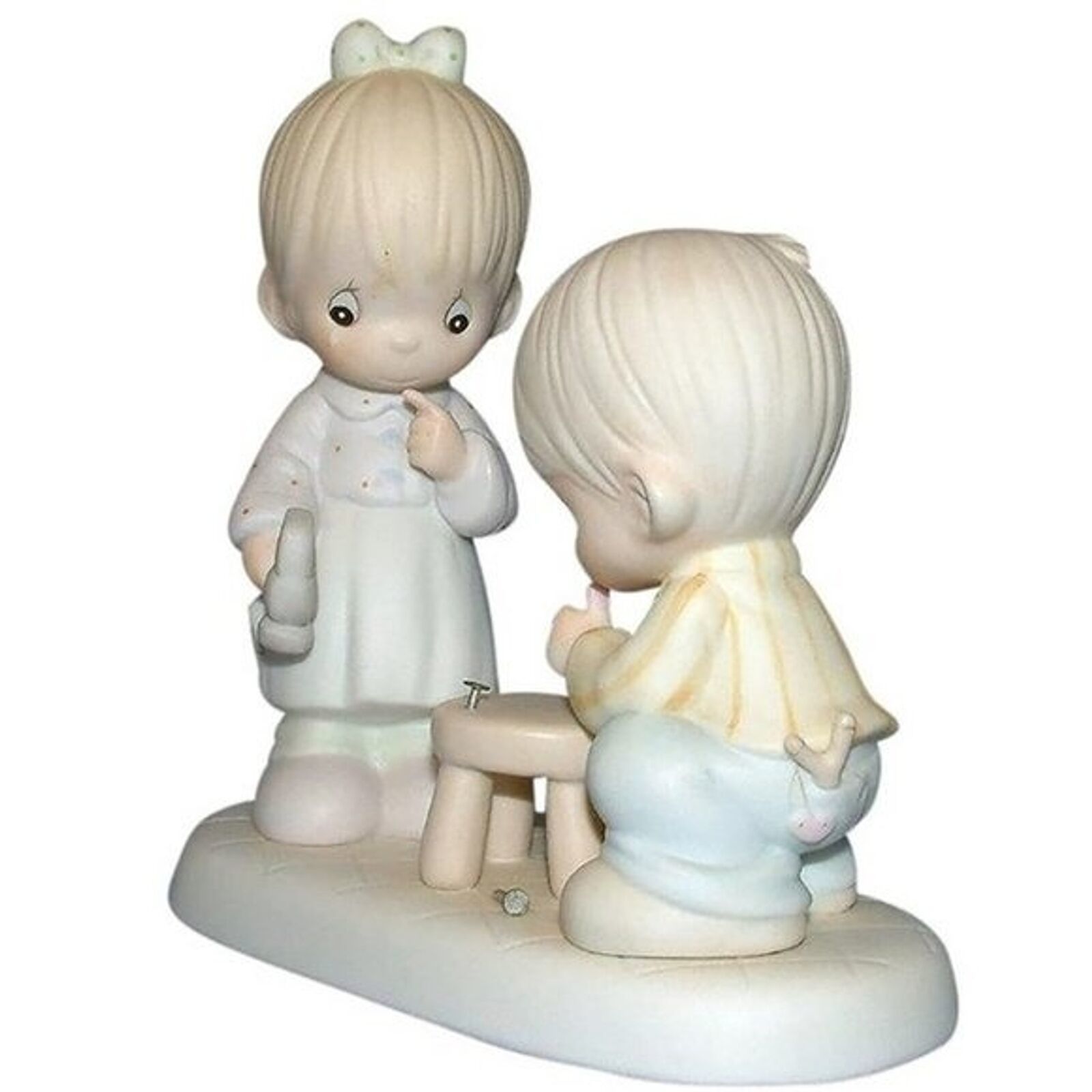 PRECIOUS MOMENT Vintage 1990 Porcelain Figurine Thumb-Body Loves You Hammer Tool - £41.79 GBP
