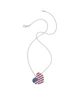 18k White Gold Diamond, Ruby, Sapphire American Flag Heart Pendant 16&quot; - $57,991.71 MXN