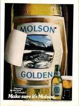 1981 Molson Golden Beer Bottle Mountain Stream Snow Vintage Print Ad Wal... - $10.97