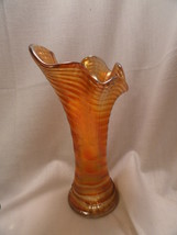Marigold Ripple Carnival Glass Vase by Imperial Glass 8.5 inchs  - £23.97 GBP