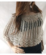 Summer poncho, Wedding, Cape, Bride, Lace, Handmade, Boho, beige, Knit, ... - $62.49 CAD