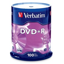 Verbatim DVD+R 4.7GB 16x AZO Recordable Media Disc - 100 Disc Spindle (F... - £42.45 GBP