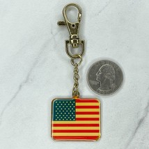 Gold Tone American Flag USA United States Clip Keychain Keyring - $6.92