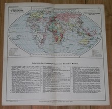 1913 Antique Map Of The World / America Europe Africa Asia / German Ship Routes - £18.88 GBP