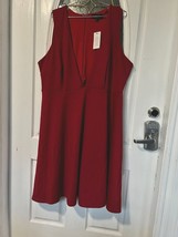 Eloquii  red dress  v-neck deep open Midi length sleeveless dress size 20 - £46.69 GBP