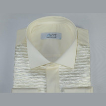 Mens CEREMONIA Tuxedo shiny Shirt 100% Cotton Turkey Slim Fit #stn 17 pta ivory image 2