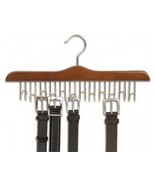 17&quot; Walnut Wood &amp; Brass Multi Belt Hanger - $341.22 MXN