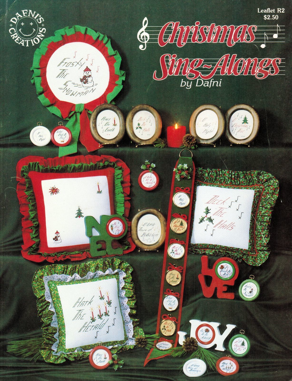 Primary image for 1981 Christmas Songs Pillow Wreath Frames Sing Along Dafnis Cross Stitch Pattern