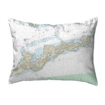 Betsy Drake Fishers Island, RI Nautical Map Noncorded Indoor Outdoor Pillow - £43.50 GBP
