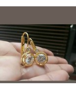 4.00Ct Round Cut VVS1 Diamond Drop Dangle Solitaire Earring 14K Yellow G... - $102.64 CAD