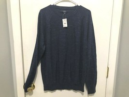 NWT J Crew Textured Cotton Crewneck Sweater Indigo Blue Men&#39;s SZ Large - £19.35 GBP