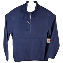 Puma Navy Blue Fleece Jacket Mens Size L Large 1/4 Zip Pullover Soft Coat - £27.45 GBP