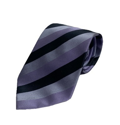 New Gibson London Men’s Purple Black Striped 100% Silk Tie Necktie ETY - £9.74 GBP