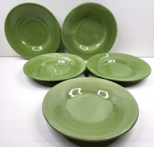 (5) Pottery Barn Sausalito Sage Green Salad Plates Set Ceramic Dining Dishes Lot - £52.75 GBP