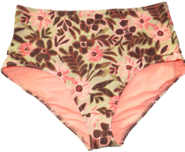 American Eagle Aerie Tan Brown Coral Floral Full Coverage Bikini Bottoms XXL - £11.79 GBP