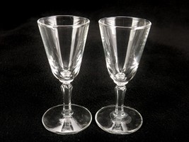 Footed Crystal Cordials, Set of 2, Cone Shape Bowl, Hexagon Stem, 1.5 oz. - £15.33 GBP