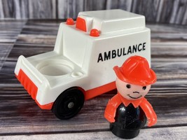 Vintage FP Fisher Price Little People Red &amp; Black Fireman &amp; Ambulance fr... - $9.74