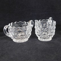 Fostoria American Clear Cube Motif Creamer and Sugar Set Vintage Open To... - £9.20 GBP
