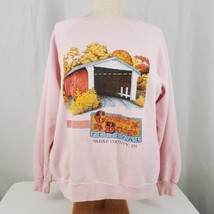 Vintage Covered Bridge Festival Sweatshirt Large Hanes Her Way Pink Crew Neck - £15.97 GBP