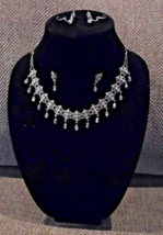 AVON Vintage Silver Tone Rhinestones Necklace &amp; 2 Sets Earrings Clip On &amp; Pierce - £27.87 GBP