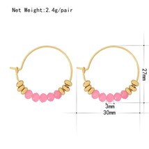 Lovely Simple Basic Gold Color Thin Hoop With Colorful Bead Metallic Strand Neon - £10.50 GBP