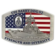 NAVY USS BARRY DDG-52 3&quot; BELT BUCKLE - £39.33 GBP