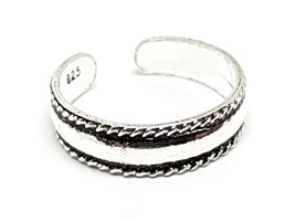 Toe Ring 925 Sterling Silver Banded Rope Adjustable Saxon Style Braided Boho - £12.11 GBP