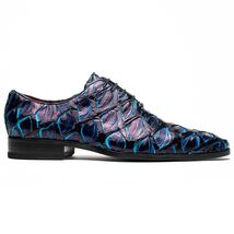 Marco Di Milano Genuine Pirarucu Exotic Lace-Up Shoes Olivieri Royal Blue image 3