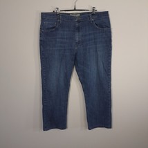 Wrangler Authentics Mens Jeans 38x29 Blue Med Wash Denim Relaxed Fit Altered - £20.95 GBP