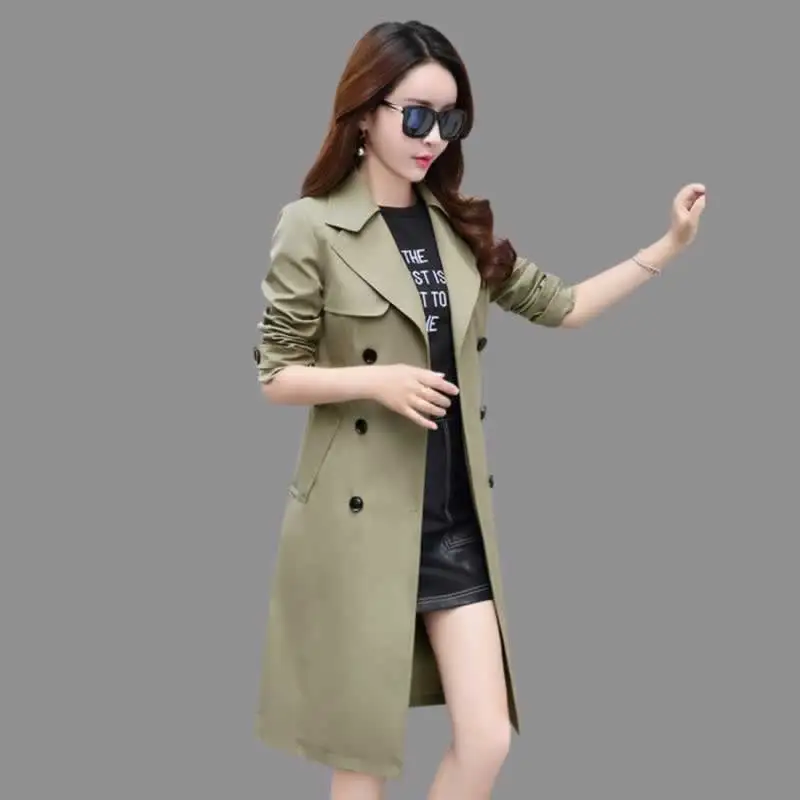 2021 Spring Long Windbreaker Coat  Double Breasted Trench Coat Female Ou... - £154.11 GBP