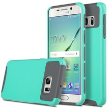 Mint Green Hard Case for Samsung Galaxy S6 Edge - Heavy Duty Hybrid Cove... - $1.00