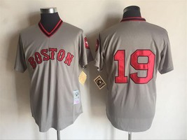 Red Sox #19 Fred Lynn Jersey Old Style Uniform Gray - £35.28 GBP