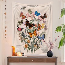 Butterfly / Flower Tapestries Vintage Vertical Floral Plant Tapestry Wall Hangin - £10.19 GBP