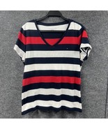 Tommy Hilfiger Women 2XL Shirt Cotton Striped V Neck Knit Pullover Top R... - £14.32 GBP