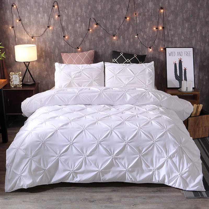 Dding set white euro duvet cover with pillowcase twin queen double nordic bed cover set thumb200