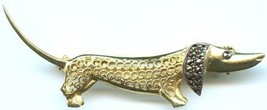 DACHSHUND Dog in Sterling Silver Gold Plated BROOCH Pin - ALICE CAVINESS - $90.00