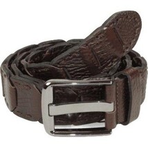 Men Genuine Leather Belt PIERO ROSSI Turkey Crocodile print Hand Stitch 69 Brown image 5