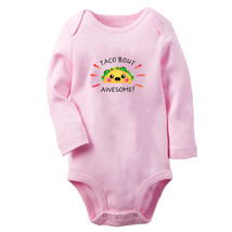 Taco&#39; Bout Awesome Novelty Baby Bodysuits Newborn Rompers Infant Long Jumpsuits - £9.43 GBP