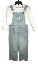 Vintage Oshkosh B&#39;gosh Girl&#39;s 3T Vestbak Blue White Striped Overalls &amp; Shirt Set - £27.33 GBP