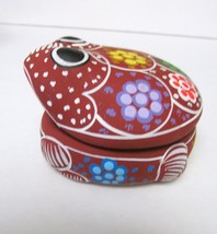 Mexico Cozumel TerraCotta Frog Pottery Signed Trinket Storage Jewelry Bo... - $43.65