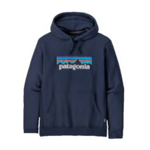 Patagonia P-6 Logo Uprisal Hoodie Sweatshirt Sz M Navy Blue Fitz Roy Distressed - £23.18 GBP