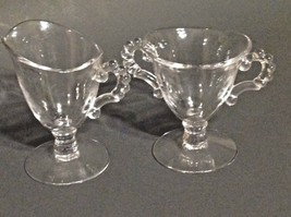 Imperial Glass Candlewick Clear Creamer and Sugar Footed 1940s Vintage - £18.61 GBP