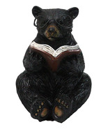 Rustic Forest Western Bookworm Black Bear with Glasses Reading Book Figu... - $35.20 CAD