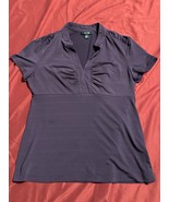 ALYX Women&#39;s Purple V-Neck Ruched Short Sleeve Blouse Top Size Medium Po... - €15,56 EUR