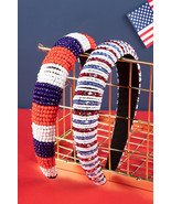 Dark Blue Flag Day Beaded Wide Headband - $191.13 MXN