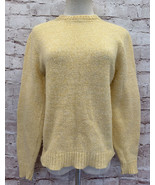 Vintage Sweater Lambs Wool Blend Yellow Crew Neck Women MEDIUM - £38.71 GBP