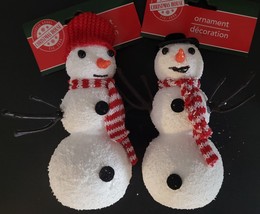 Christmas Ornaments White Snowmen Snowman 5.8” w Loops Select: Black or ... - $3.49