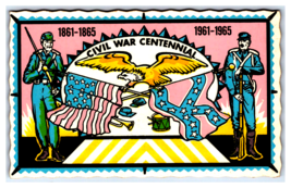 Civil War Centennial Day Glo Imprint Art Self-Stick Sticker Postcard UNP P17 - £12.33 GBP