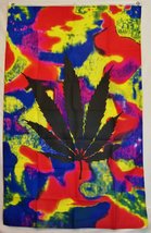 Nuge Tie Dye Marijuana Leaf Flag 3&#39; X 5&#39; Vertical Indoor Outdoor Banner - £3.90 GBP