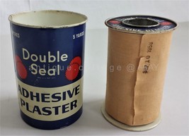 1958 antique DOUBLE SEAL ADHESIVE PLASTER TIN unused CONTENT medical SCH... - £27.33 GBP
